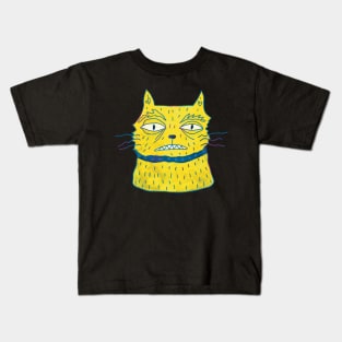 Angry crazy funny cat Kids T-Shirt